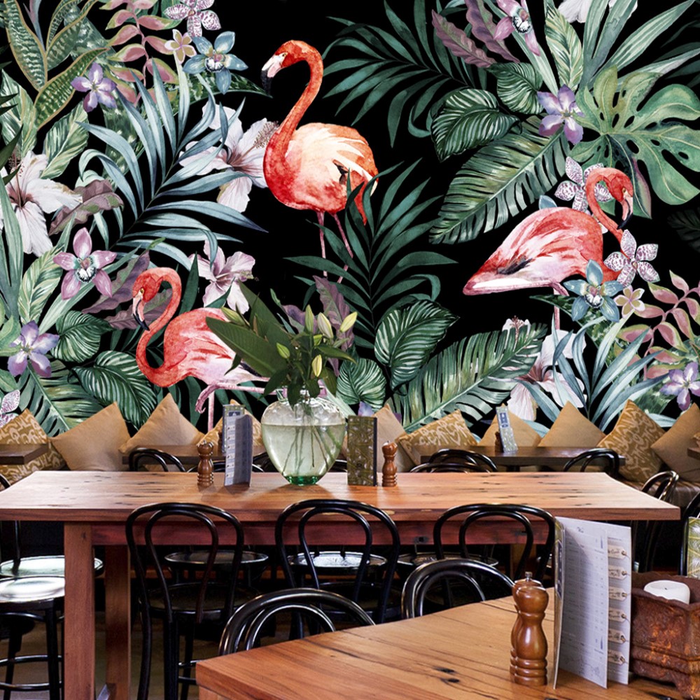 Flamingo Duvar Posteri Koyu Zemin - Görsel 2