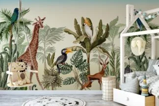 Safari Afrika Hayvanları Çocuk Odası Duvar Kağıdı